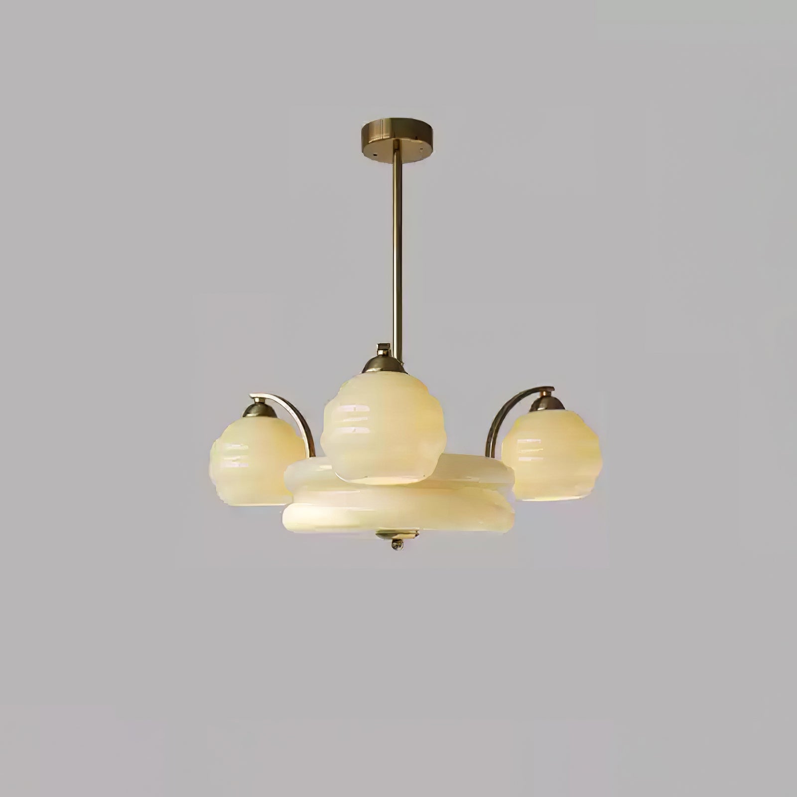 Lustra Kronleuchter Art Deco Vintage Gold Glasschirme-Letslighting