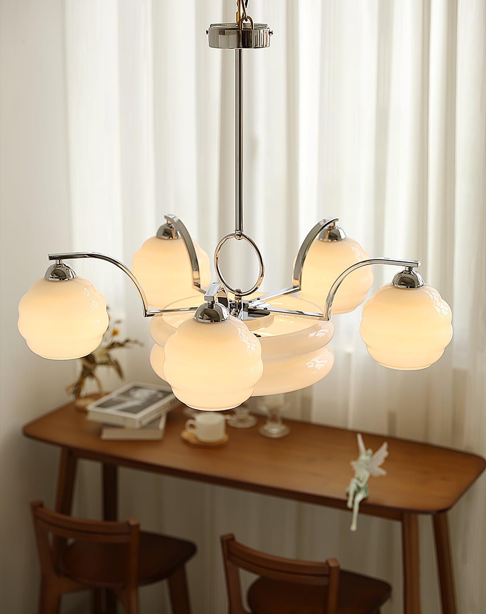 Lustra Kronleuchter Art Deco Vintage Gold Glasschirme-Letslighting