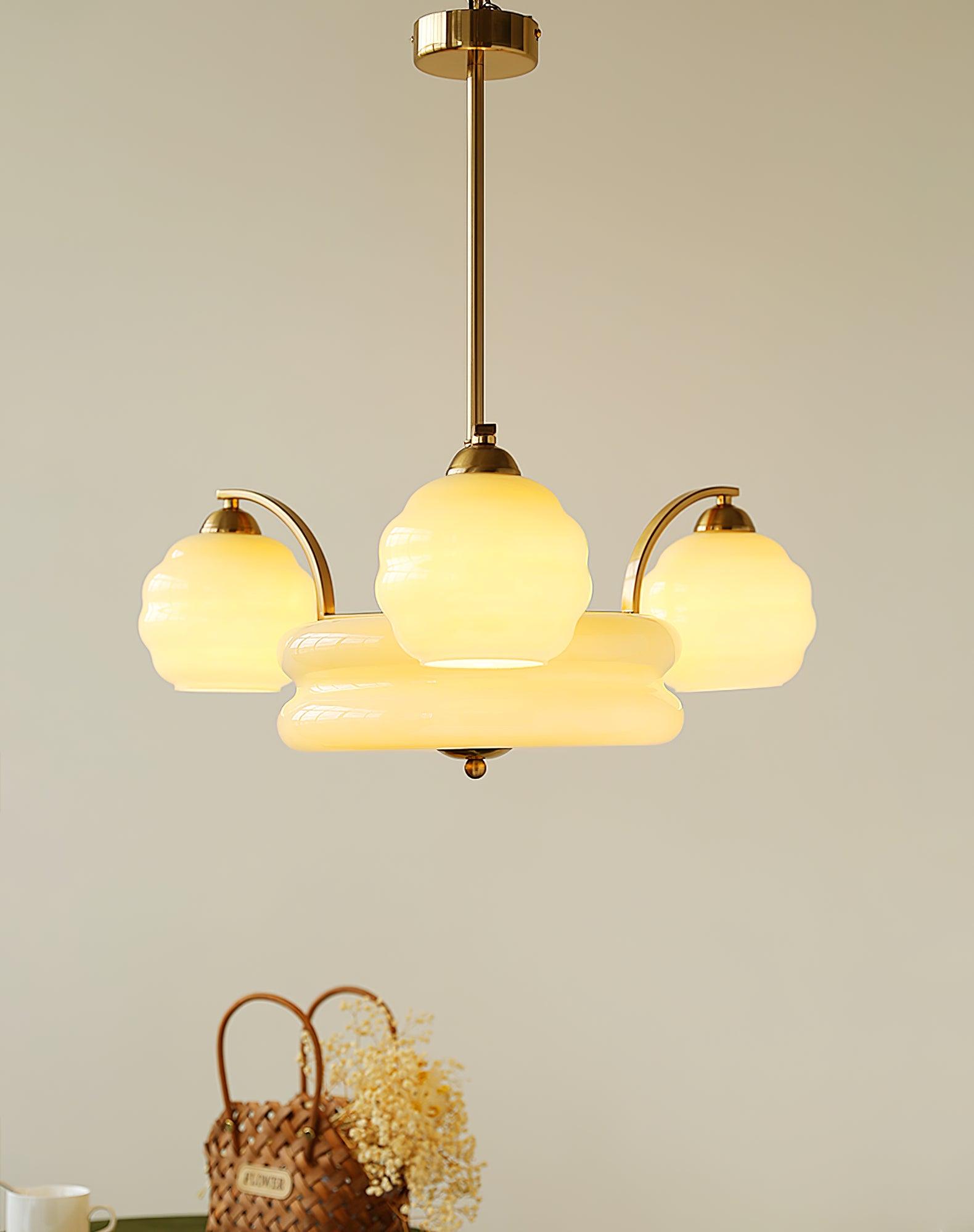Lustra Kronleuchter Art Deco Vintage Gold Glasschirme-Letslighting