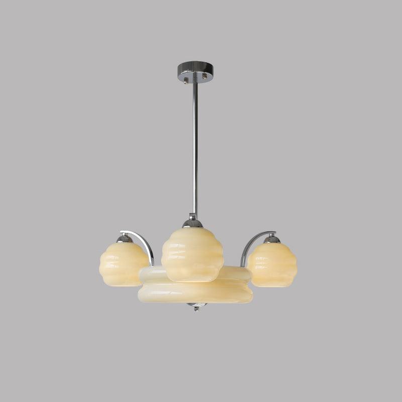 Lustra Kronleuchter Art Deco Vintage Gold Glasschirme-Letslighting