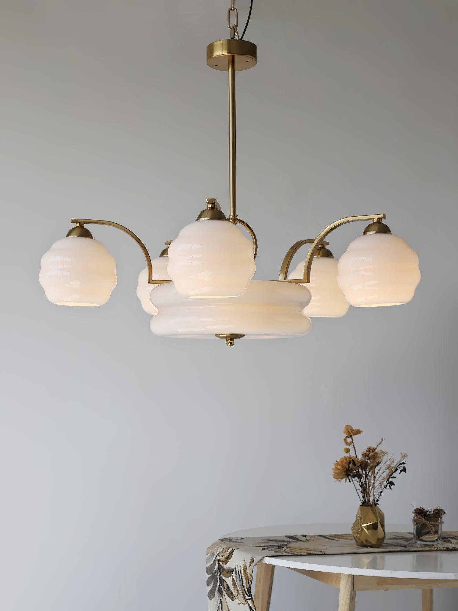 Lustra Kronleuchter Art Deco Vintage Gold Glasschirme-Letslighting
