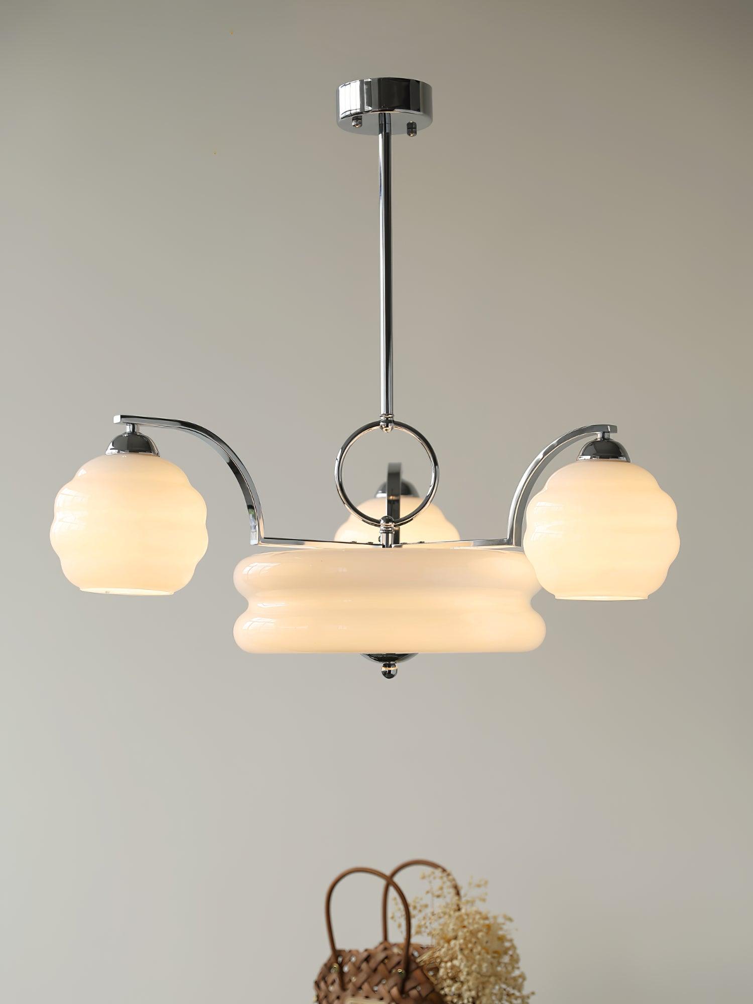 Lustra Kronleuchter Art Deco Vintage Gold Glasschirme-Letslighting