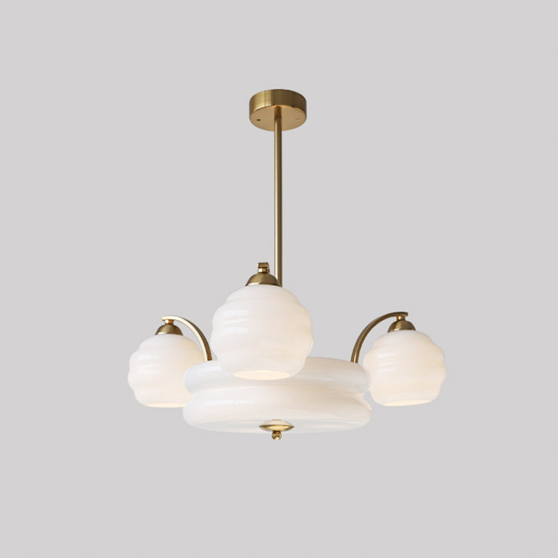 Lustra Kronleuchter Art Deco Vintage Gold Glasschirme-Letslighting