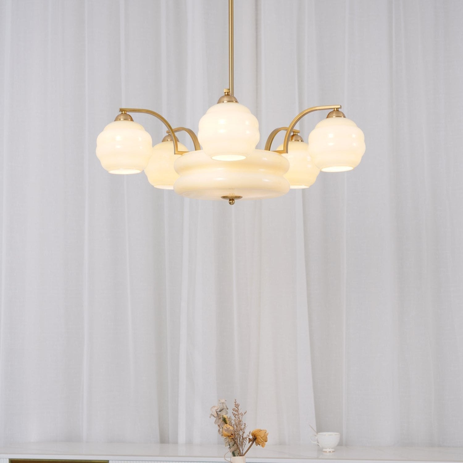 Lustra Kronleuchter Art Deco Vintage Gold Glasschirme-Letslighting