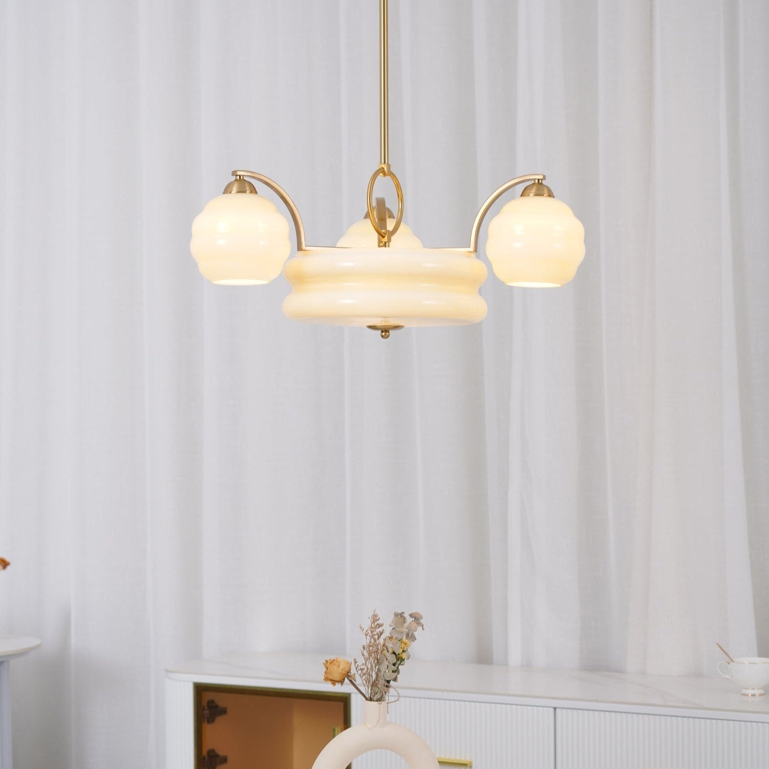 Lustra Kronleuchter Art Deco Vintage Gold Glasschirme-Letslighting