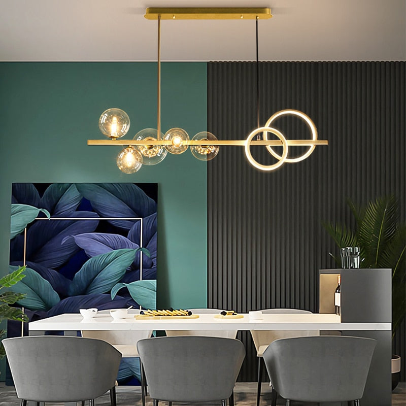 Valentina Modern Linear LED Pendelleuchte Schwarz/Gold Ess/Wohnzimmer Esstisch Metall&Glas