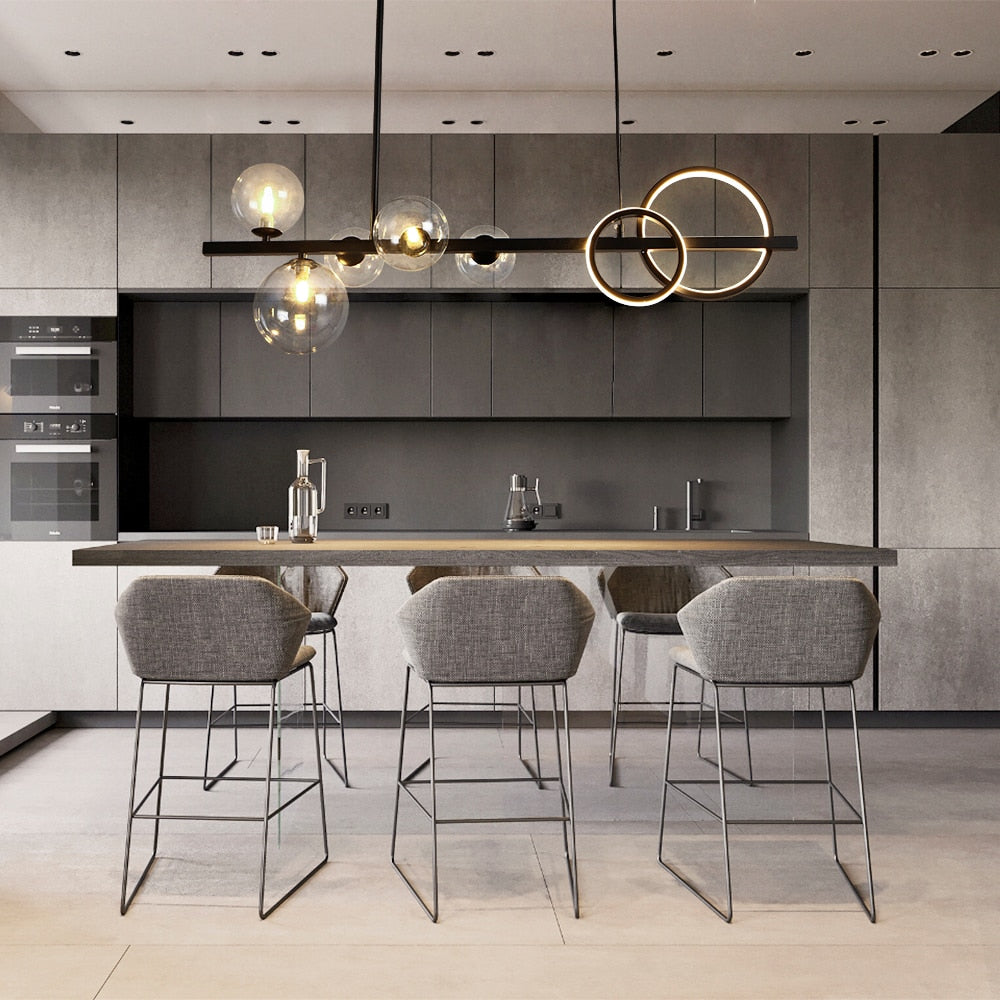 Valentina Modern Linear LED Pendelleuchte Schwarz/Gold Ess/Wohnzimmer Esstisch Metall&Glas