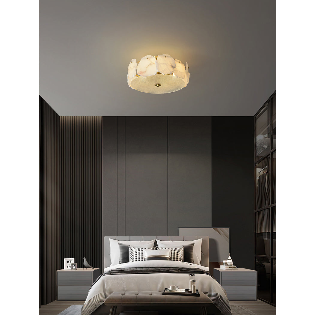 Zoruvys Sophisticated Disc Flat Alabaster Glass Ceiling Light - Letslighting