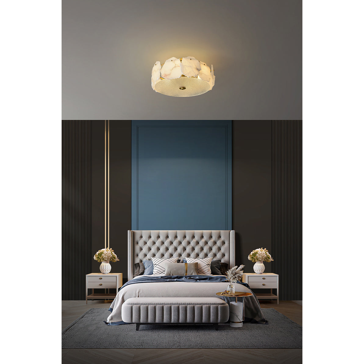 Zoruvys Sophisticated Disc Flat Alabaster Glass Ceiling Light - Letslighting
