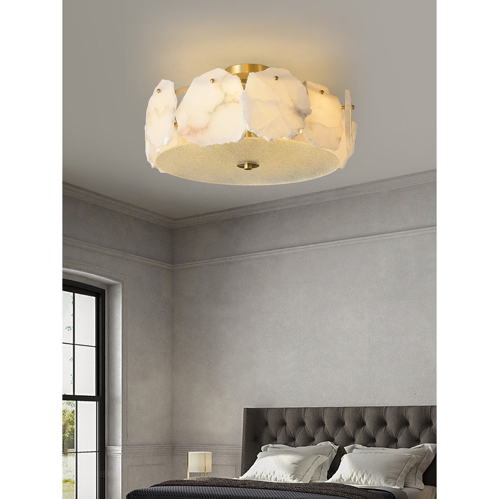 Zoruvys Sophisticated Disc Flat Alabaster Glass Ceiling Light - Letslighting