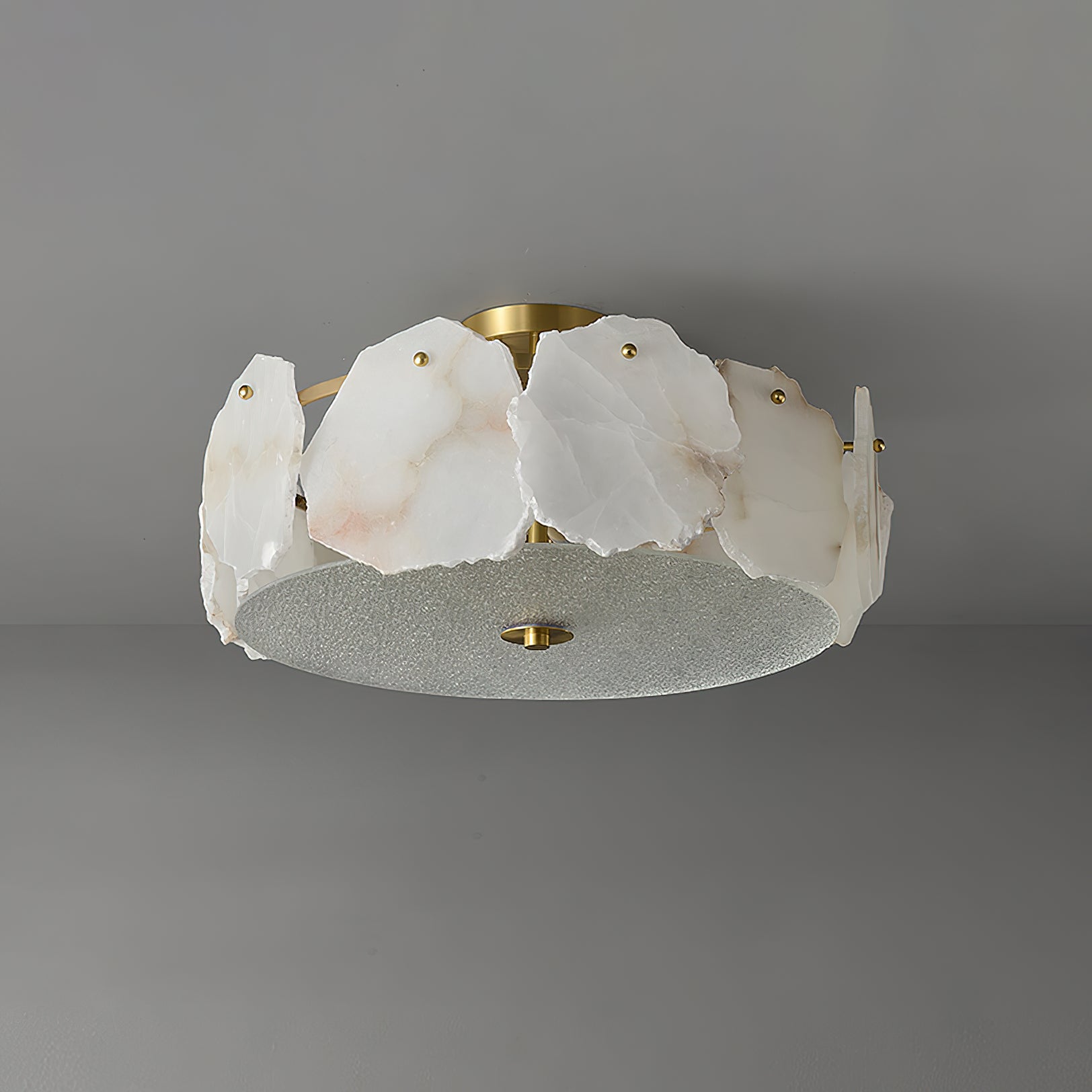 Zoruvys Sophisticated Disc Flat Alabaster Glass Ceiling Light - Letslighting