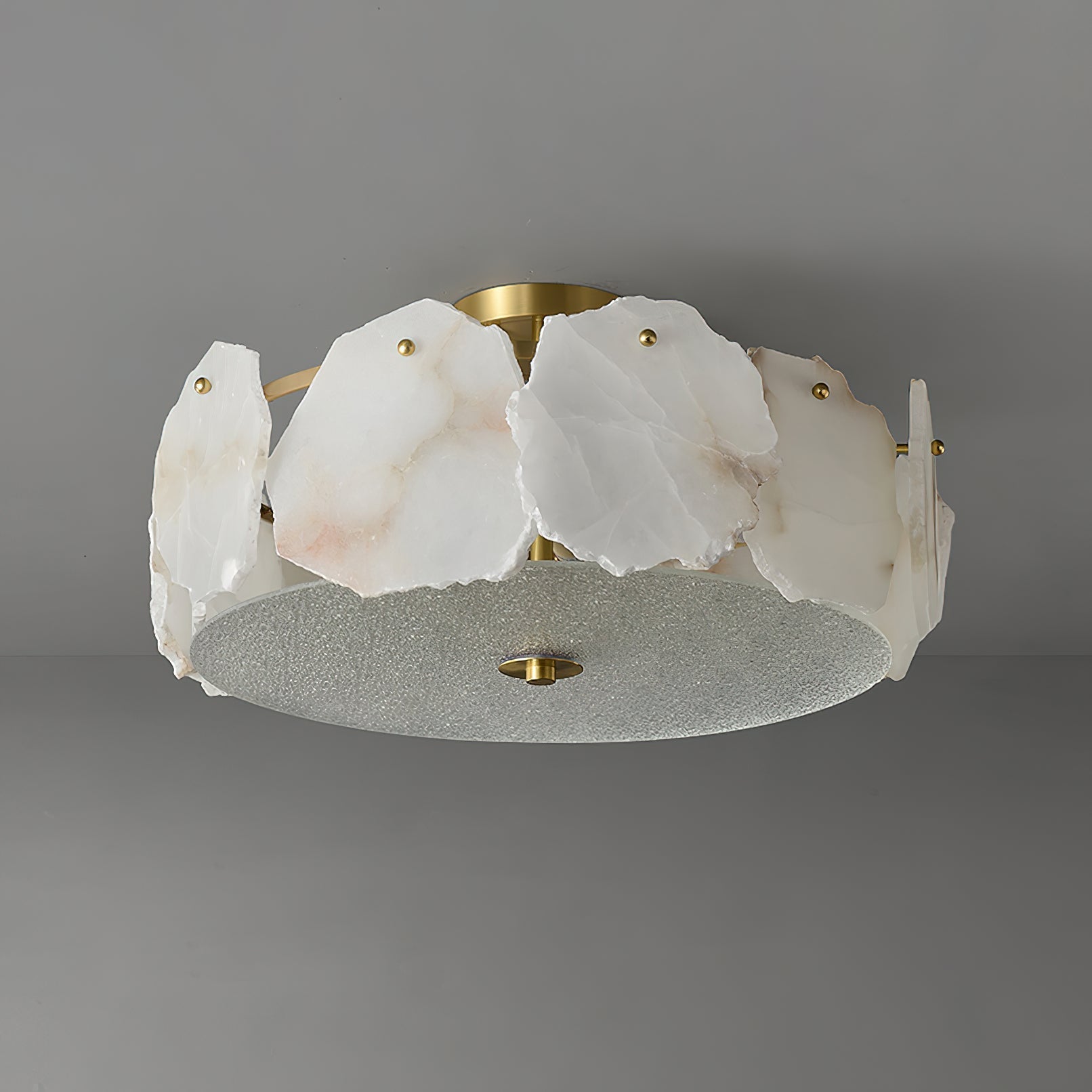 Zoruvys Sophisticated Disc Flat Alabaster Glass Ceiling Light - Letslighting