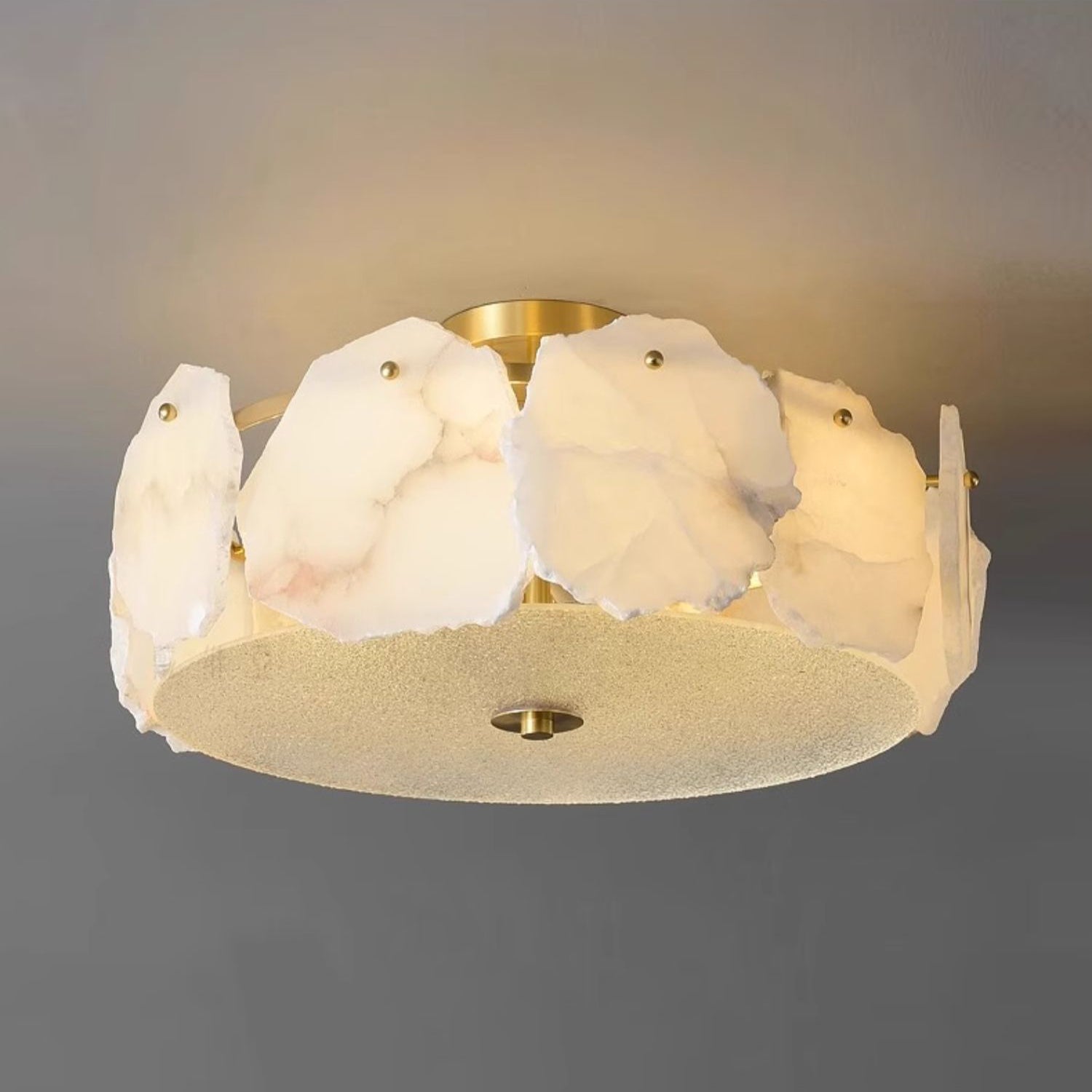 Zoruvys Sophisticated Disc Flat Alabaster Glass Ceiling Light - Letslighting