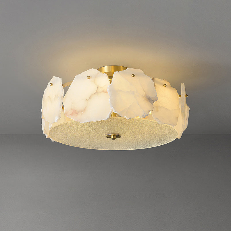 Zoruvys Sophisticated Disc Flat Alabaster Glass Ceiling Light - Letslighting