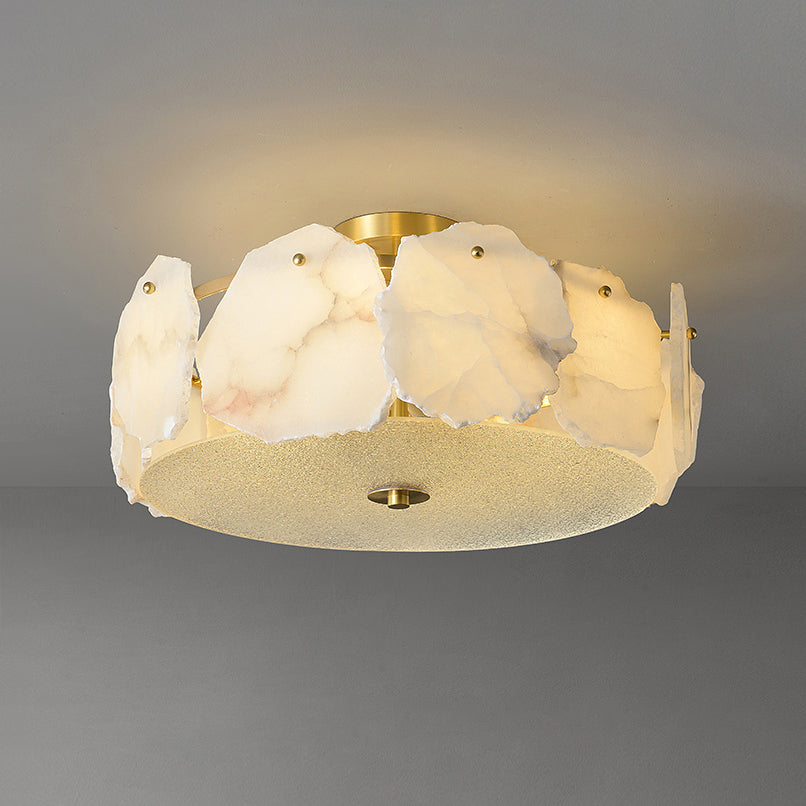Zoruvys Sophisticated Disc Flat Alabaster Glass Ceiling Light - Letslighting