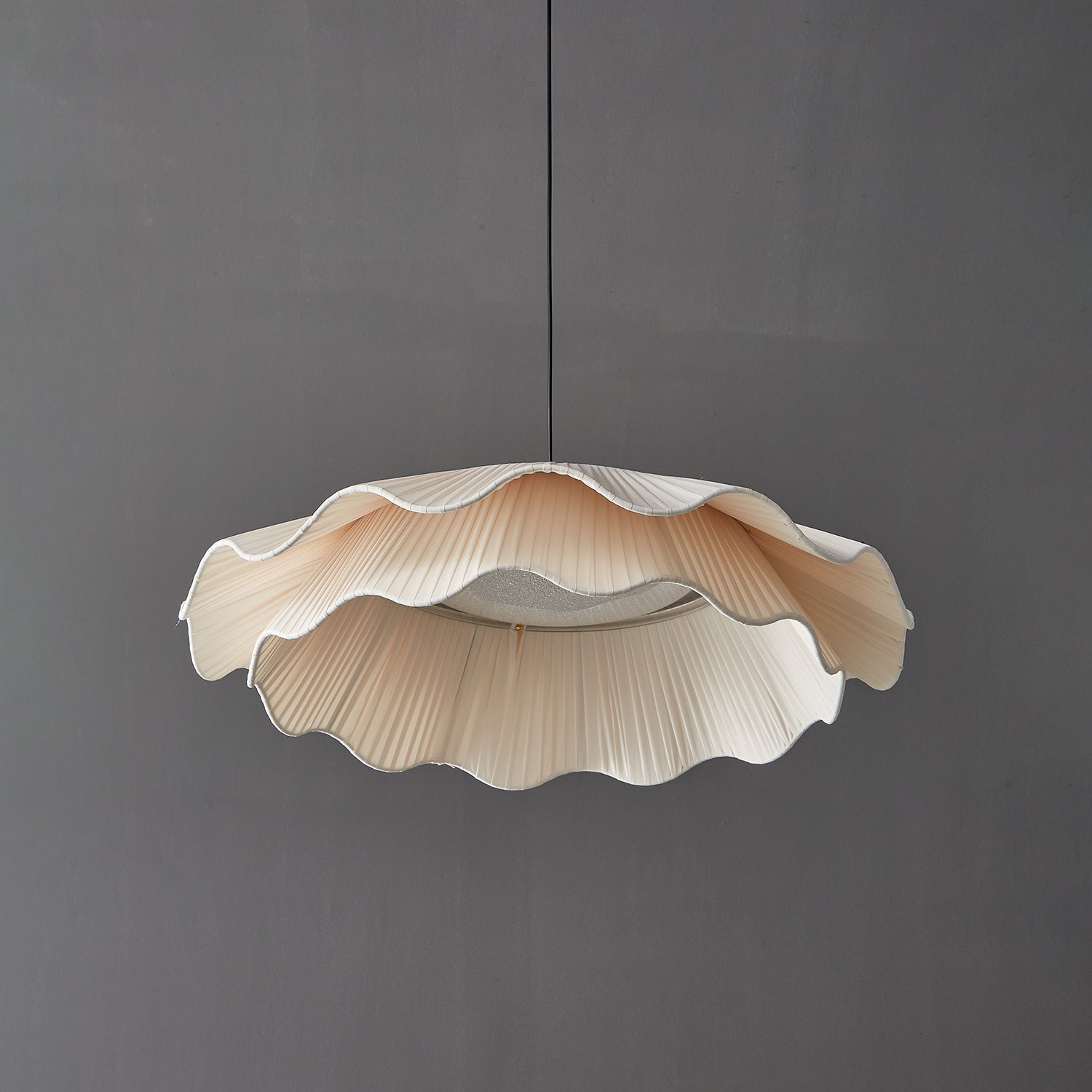 Ellorel Eleganz Welle Messing Stoff Pendelleuchte-Letslighting
