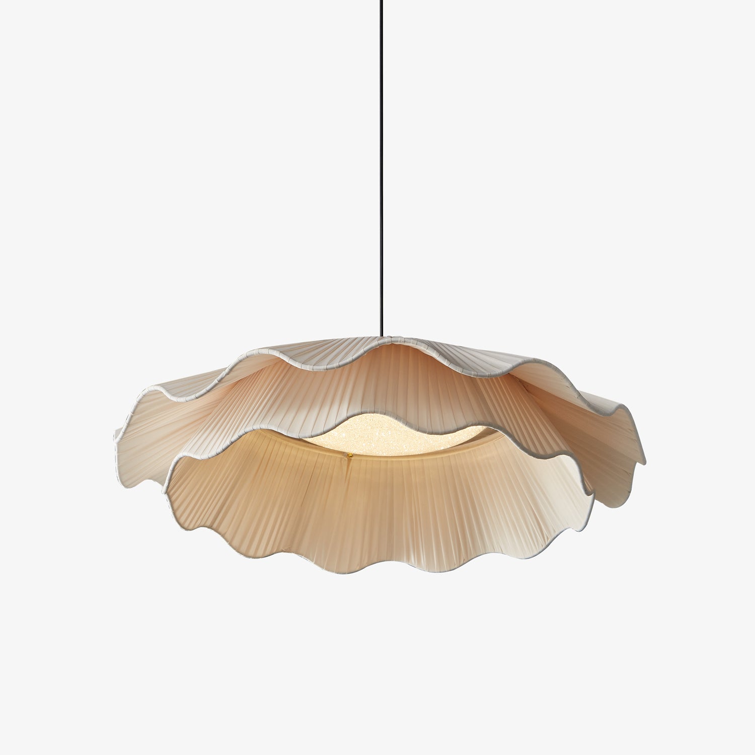 Ellorel Eleganz Welle Messing Stoff Pendelleuchte-Letslighting