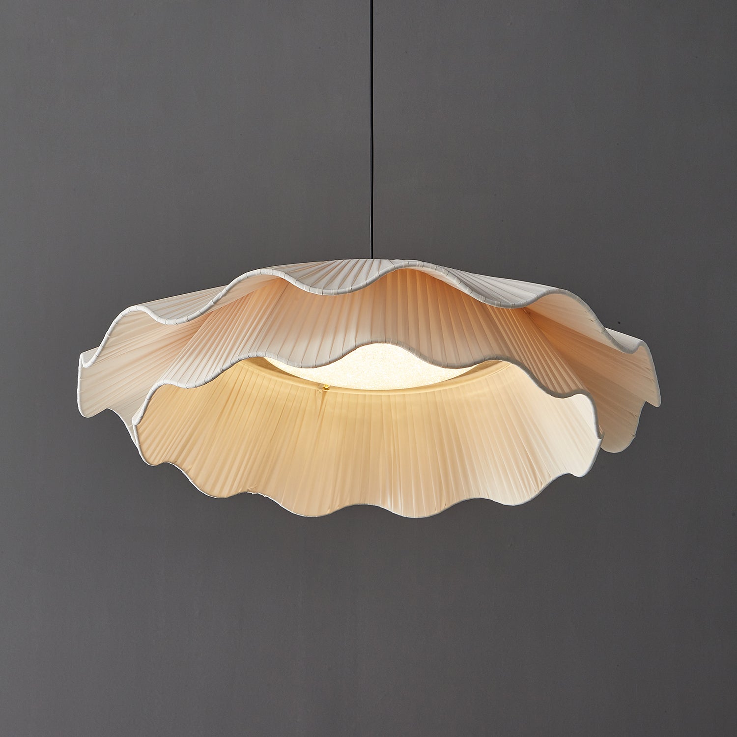 Ellorel Eleganz Welle Messing Stoff Pendelleuchte-Letslighting