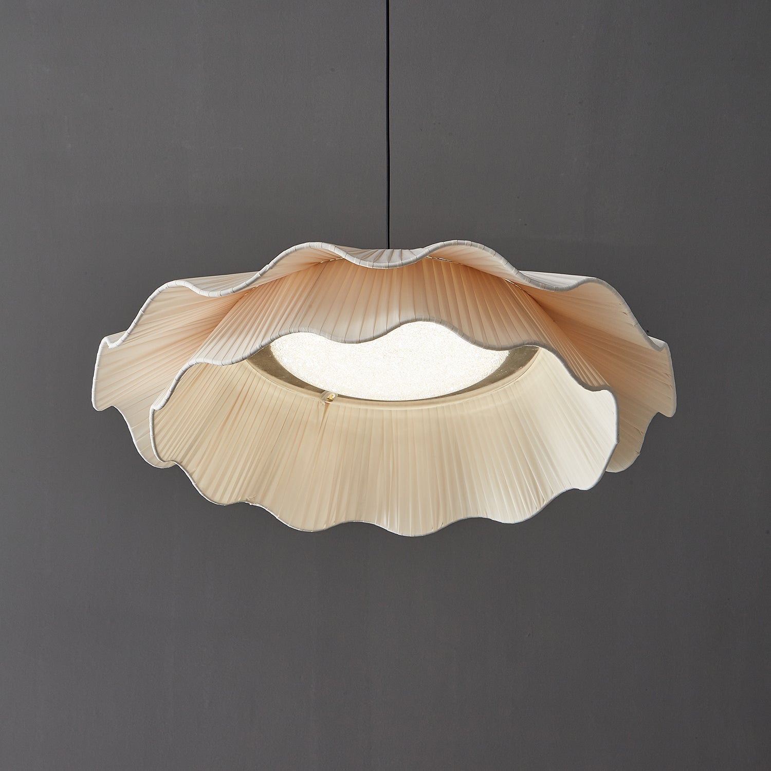 Ellorel Eleganz Welle Messing Stoff Pendelleuchte-Letslighting