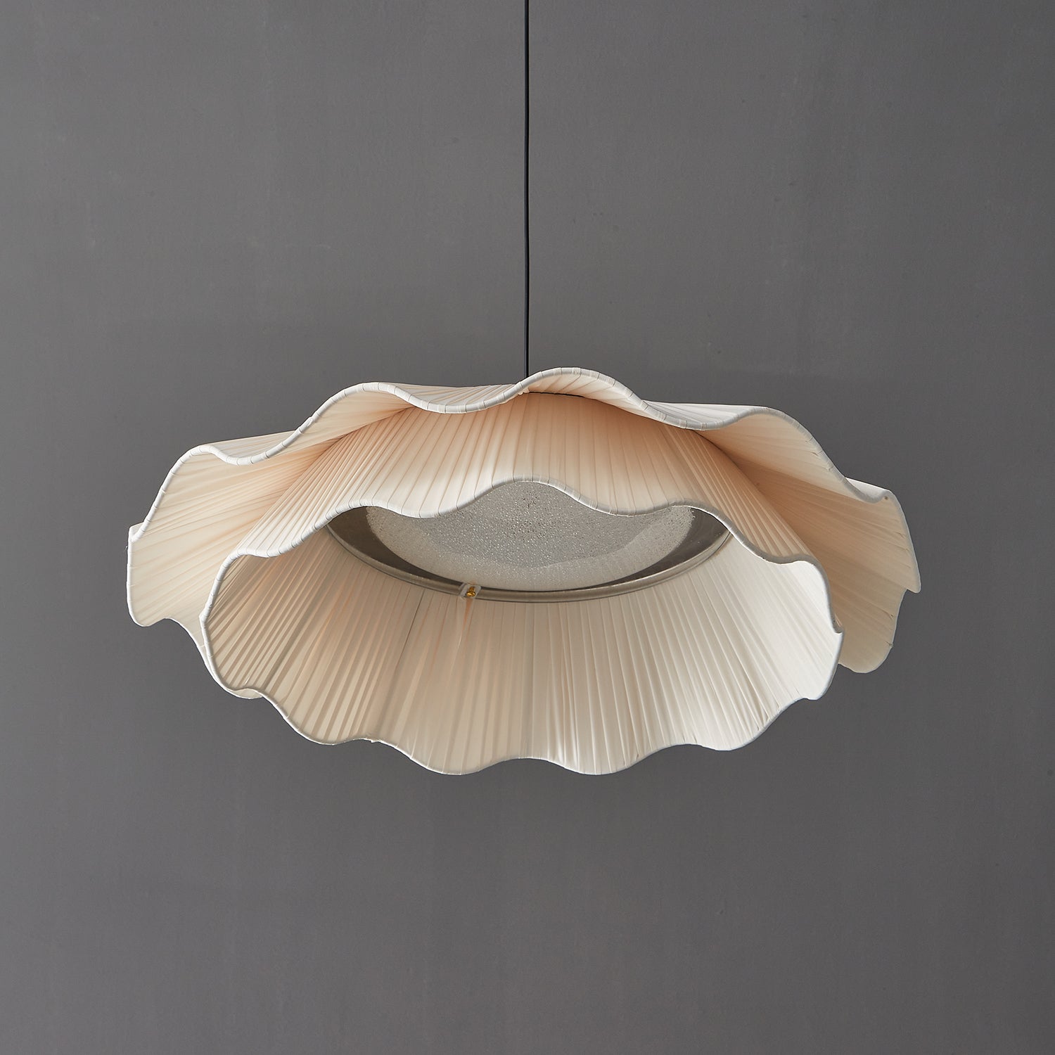 Ellorel Eleganz Welle Messing Stoff Pendelleuchte-Letslighting