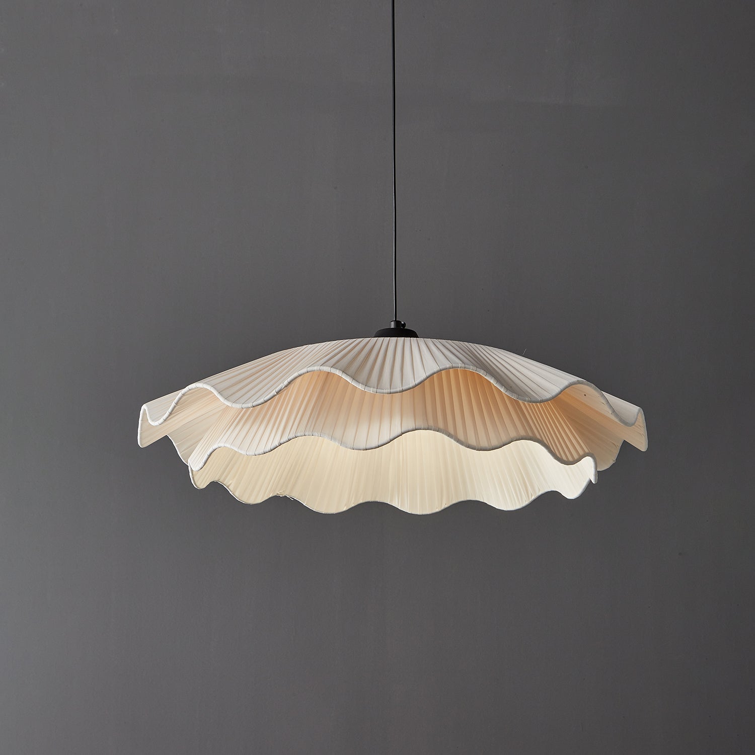 Ellorel Eleganz Welle Messing Stoff Pendelleuchte-Letslighting