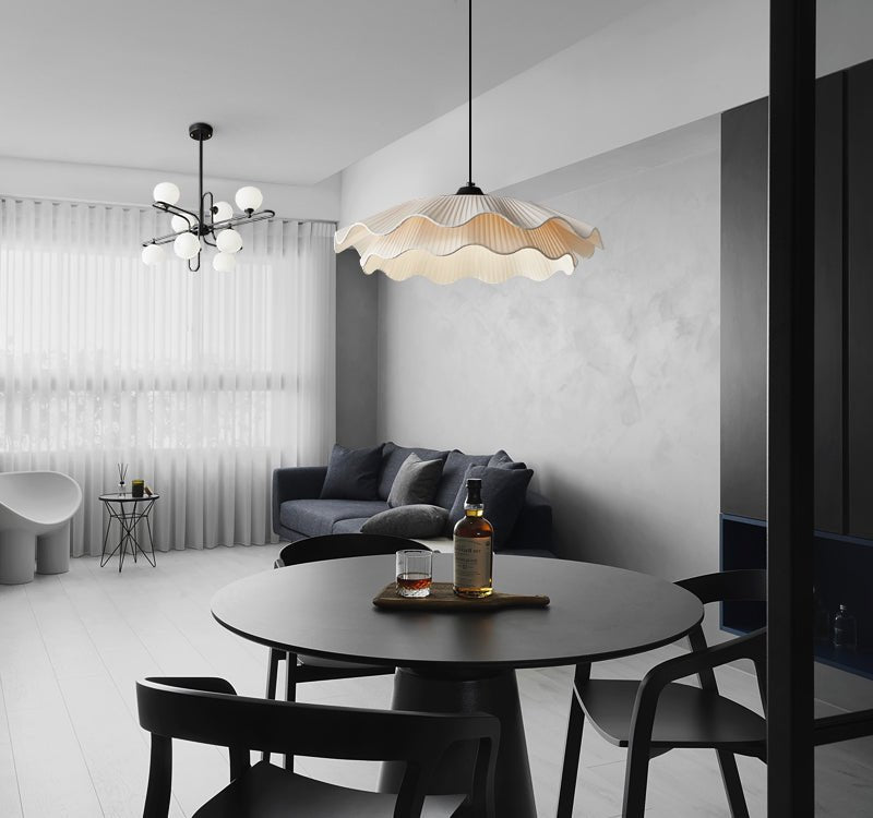 Ellorel Eleganz Welle Messing Stoff Pendelleuchte-Letslighting