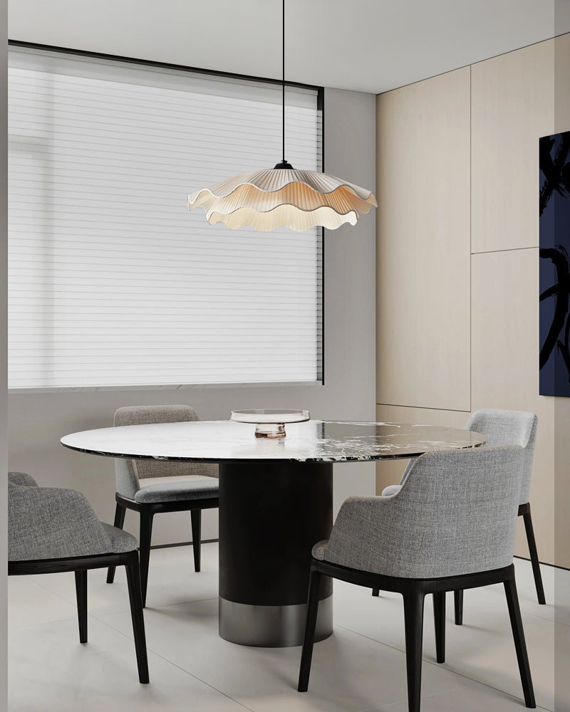 Ellorel Eleganz Welle Messing Stoff Pendelleuchte-Letslighting