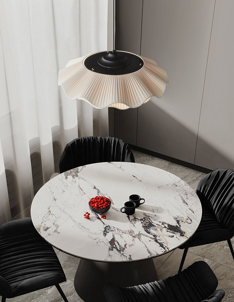 Ellorel Eleganz Welle Messing Stoff Pendelleuchte-Letslighting