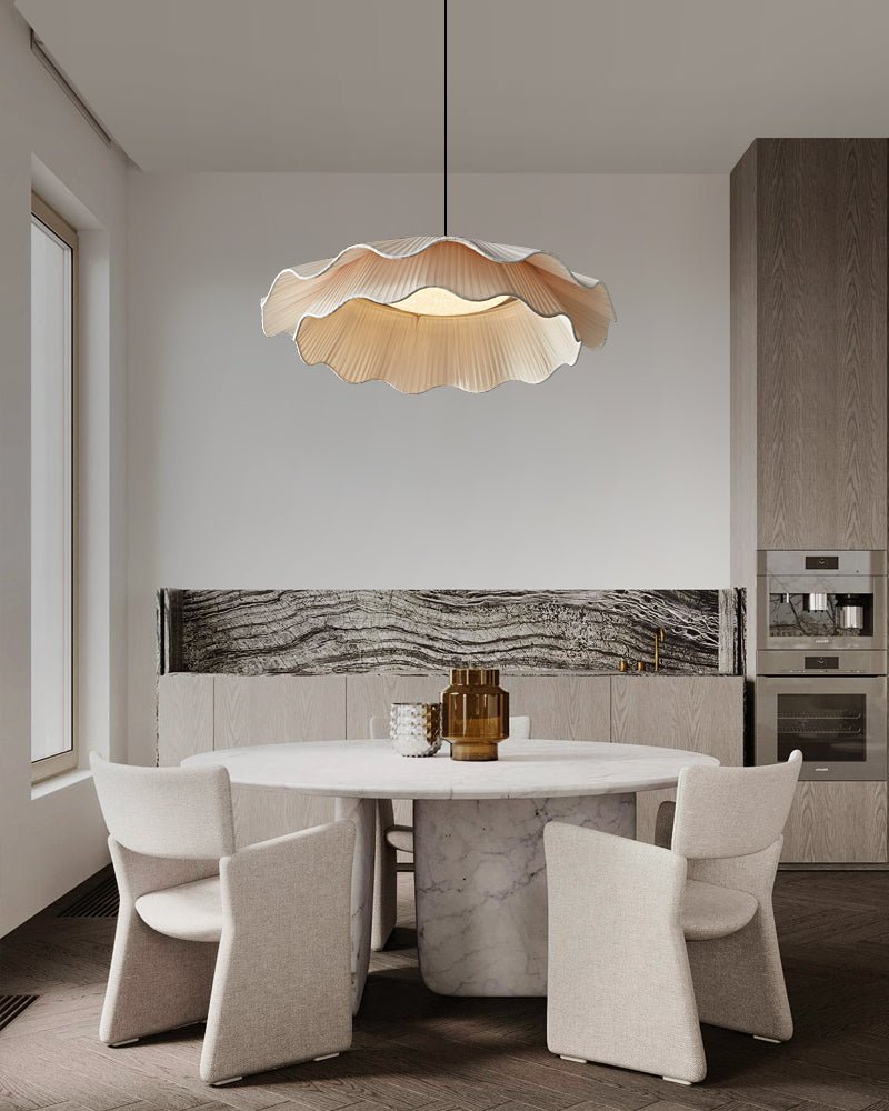 Ellorel Eleganz Welle Messing Stoff Pendelleuchte-Letslighting