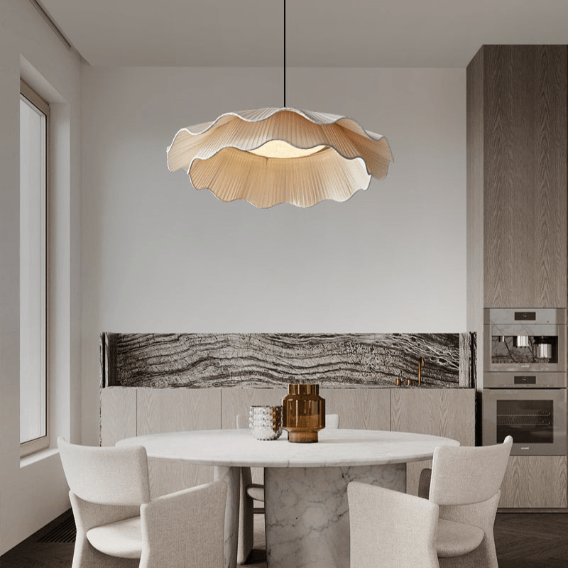 Ellorel Eleganz Welle Messing Stoff Pendelleuchte-Letslighting