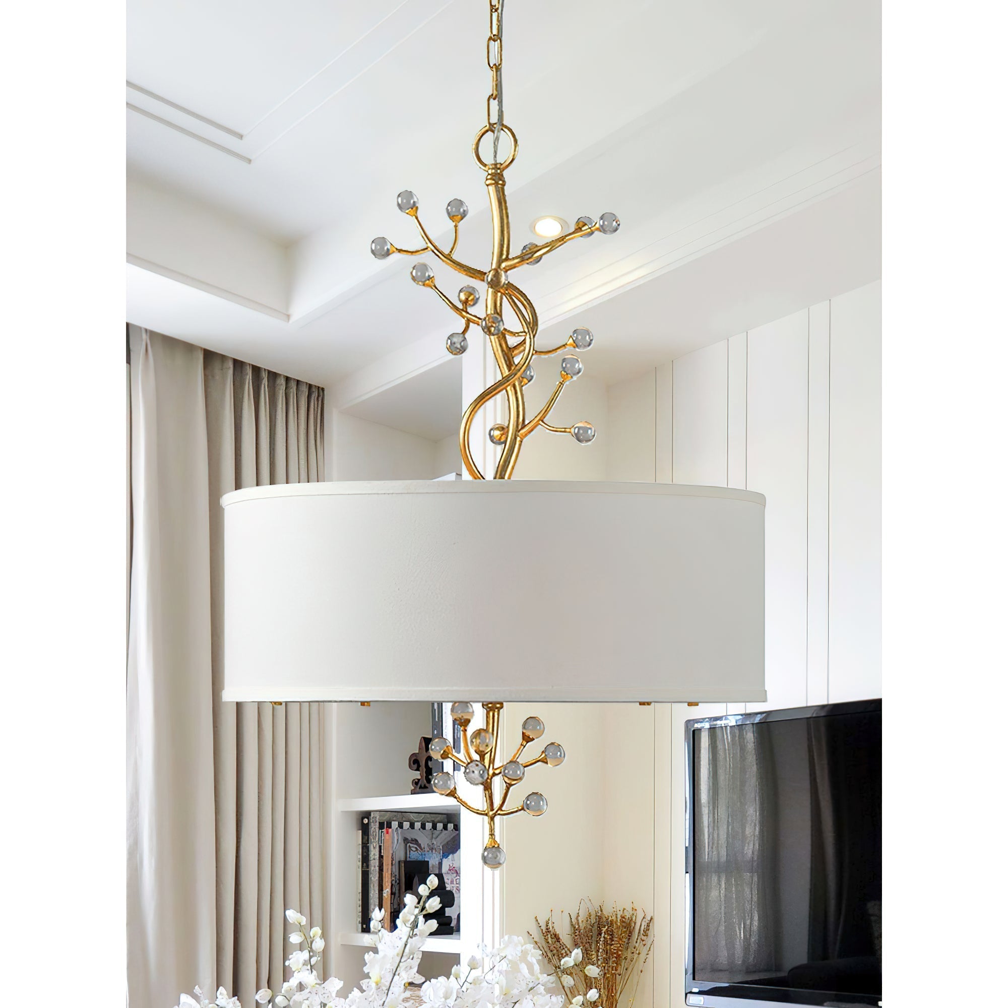 Asbury Kristall Stoff Pendelleuchte-Letslighting