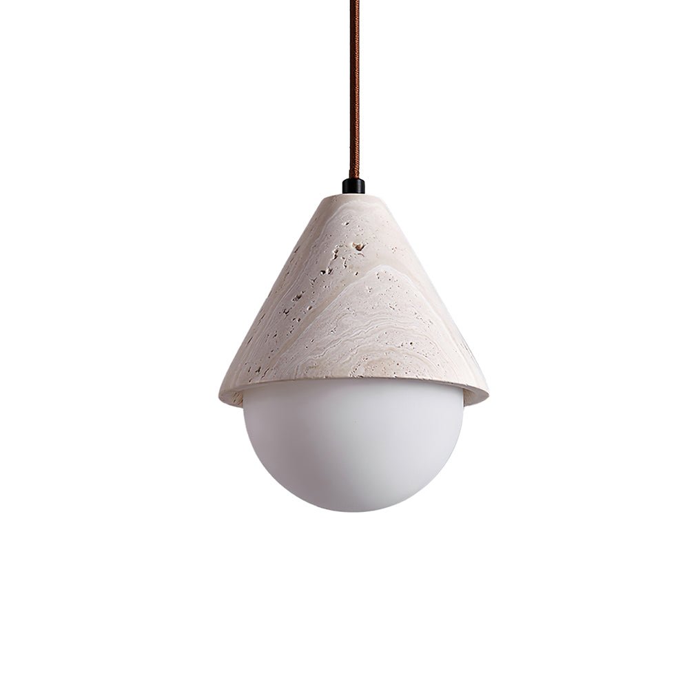 Cevynisra Cone Hemisphere Travertine Pendant Light - Neutralighting
