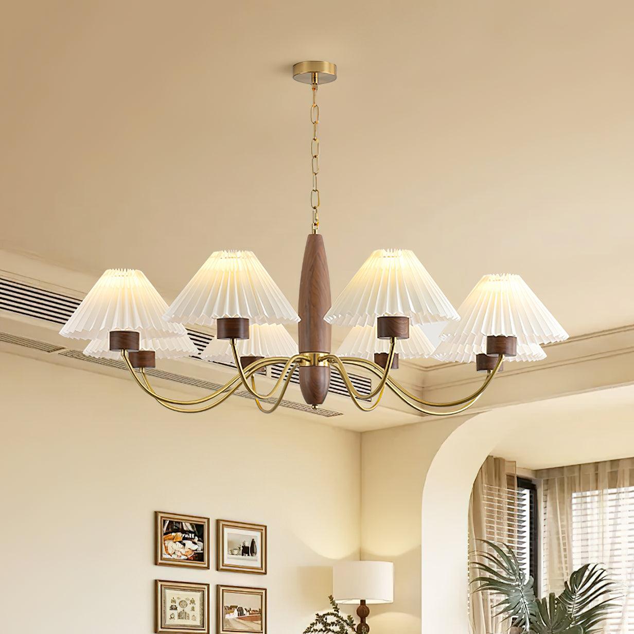 Lustra Kronleuchter Walnuss Messing Elegant-Letslighting