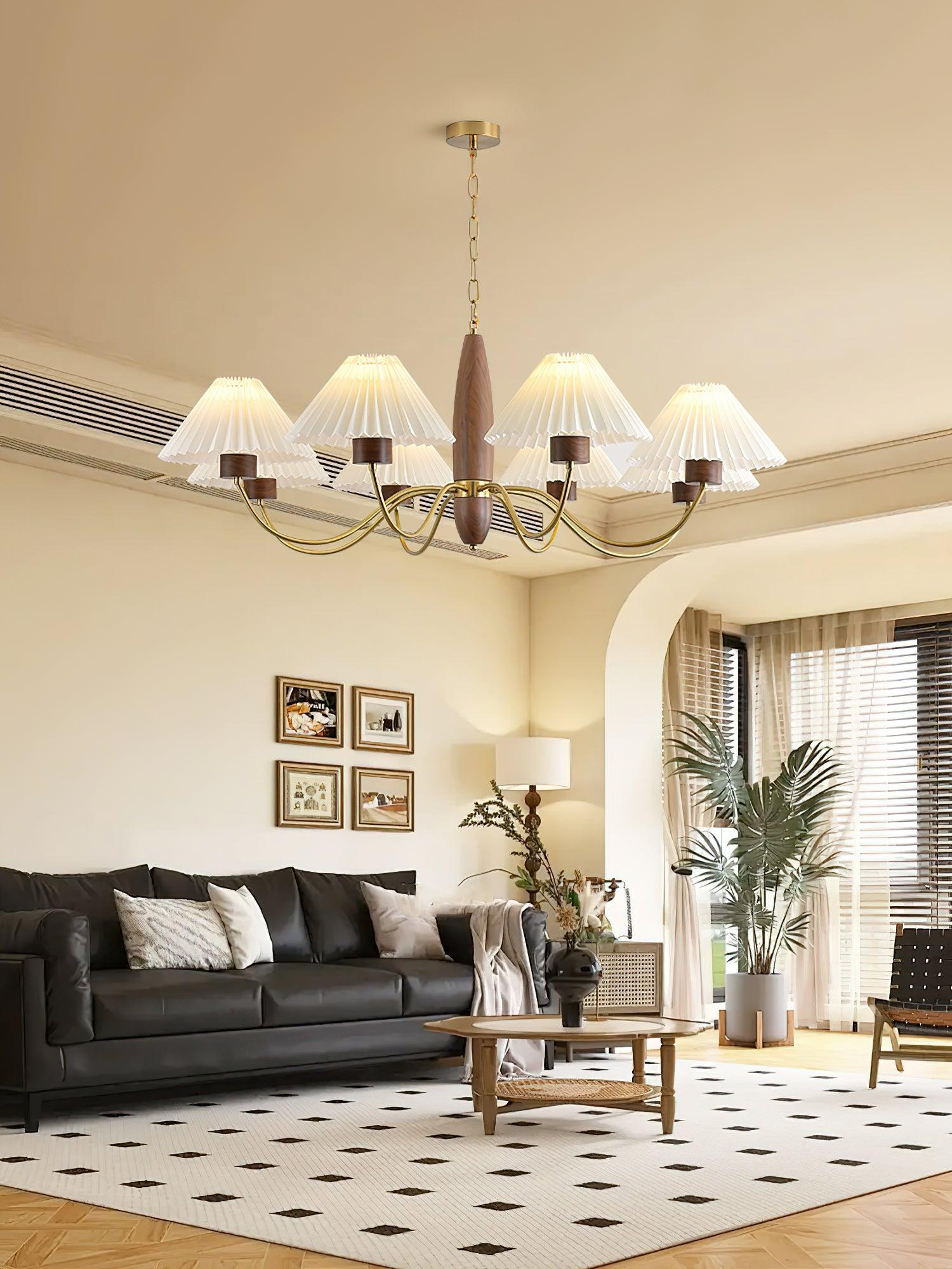 Lustra Kronleuchter Walnuss Messing Elegant-Letslighting