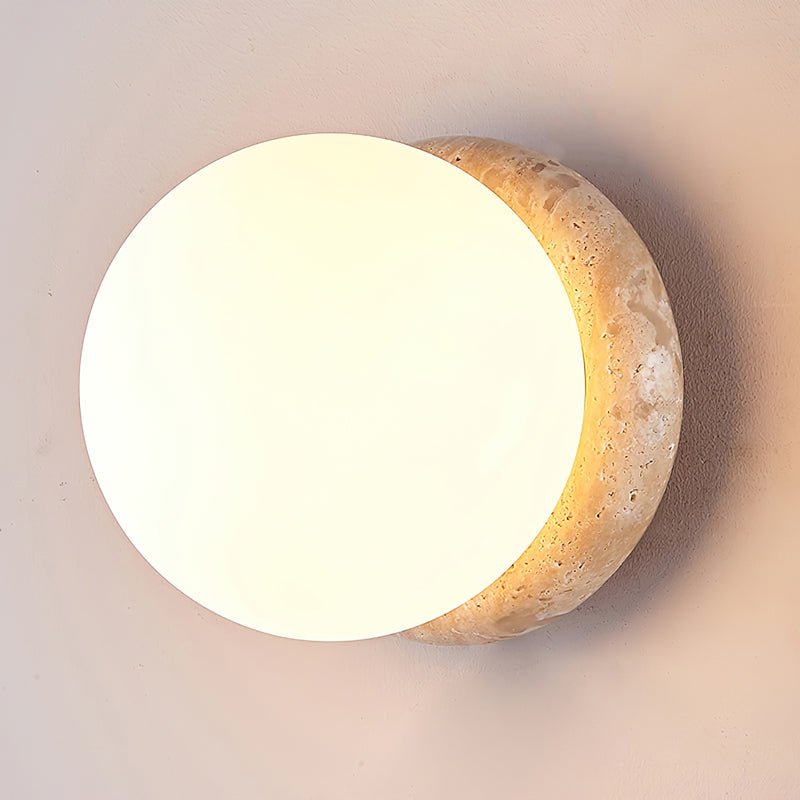 Caliror Round-Plate Travertine Wall Light - Neutralighting