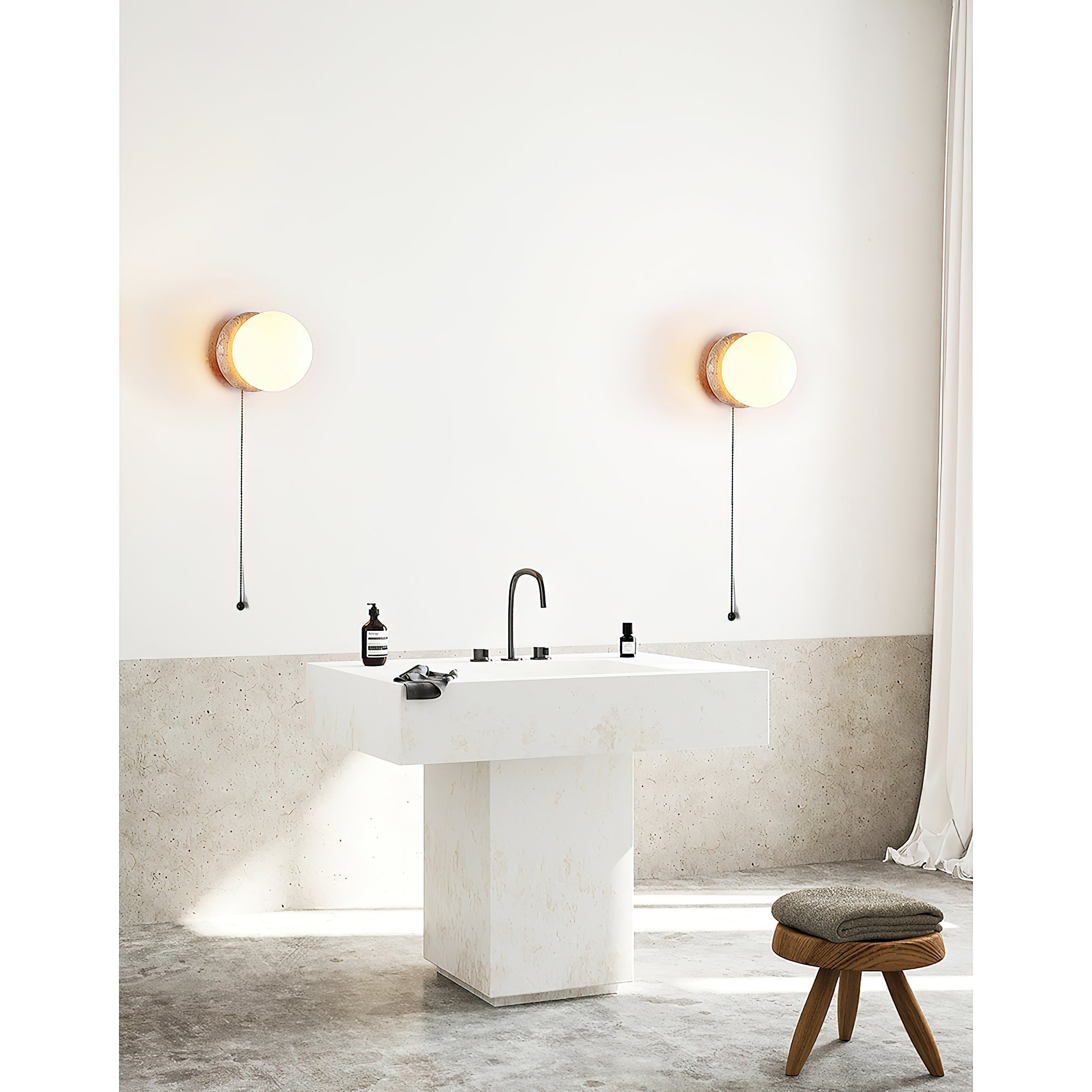 Blikuvys Modern Minimalist Travertine Glass Wall Lamp - Letslighting