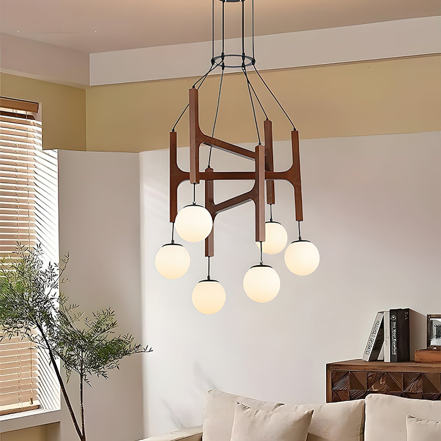 Terra Geometrischer Kronleuchter aus Holz-Letslighting