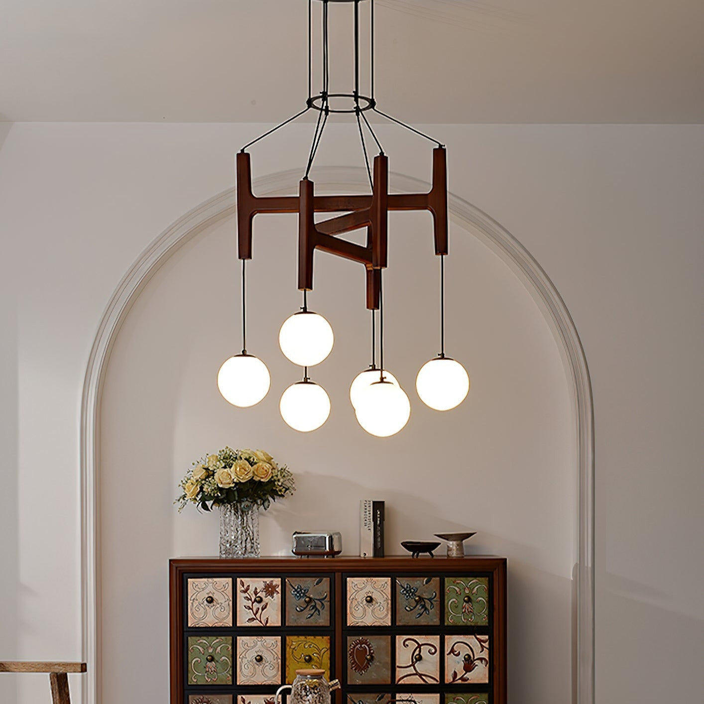 Terra Geometrischer Kronleuchter aus Holz-Letslighting