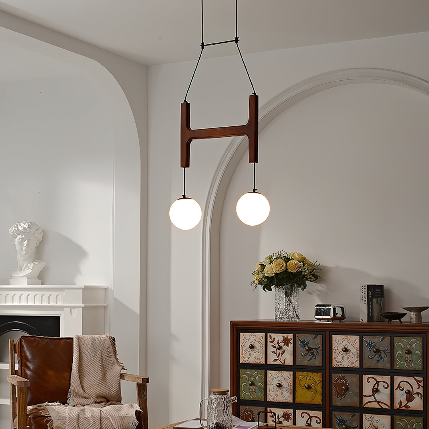 Terra Geometrischer Kronleuchter aus Holz-Letslighting