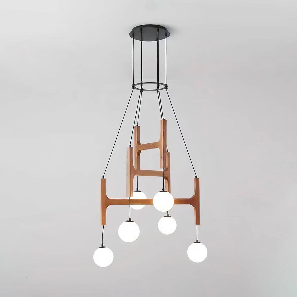 Terra Geometrischer Kronleuchter aus Holz-Letslighting
