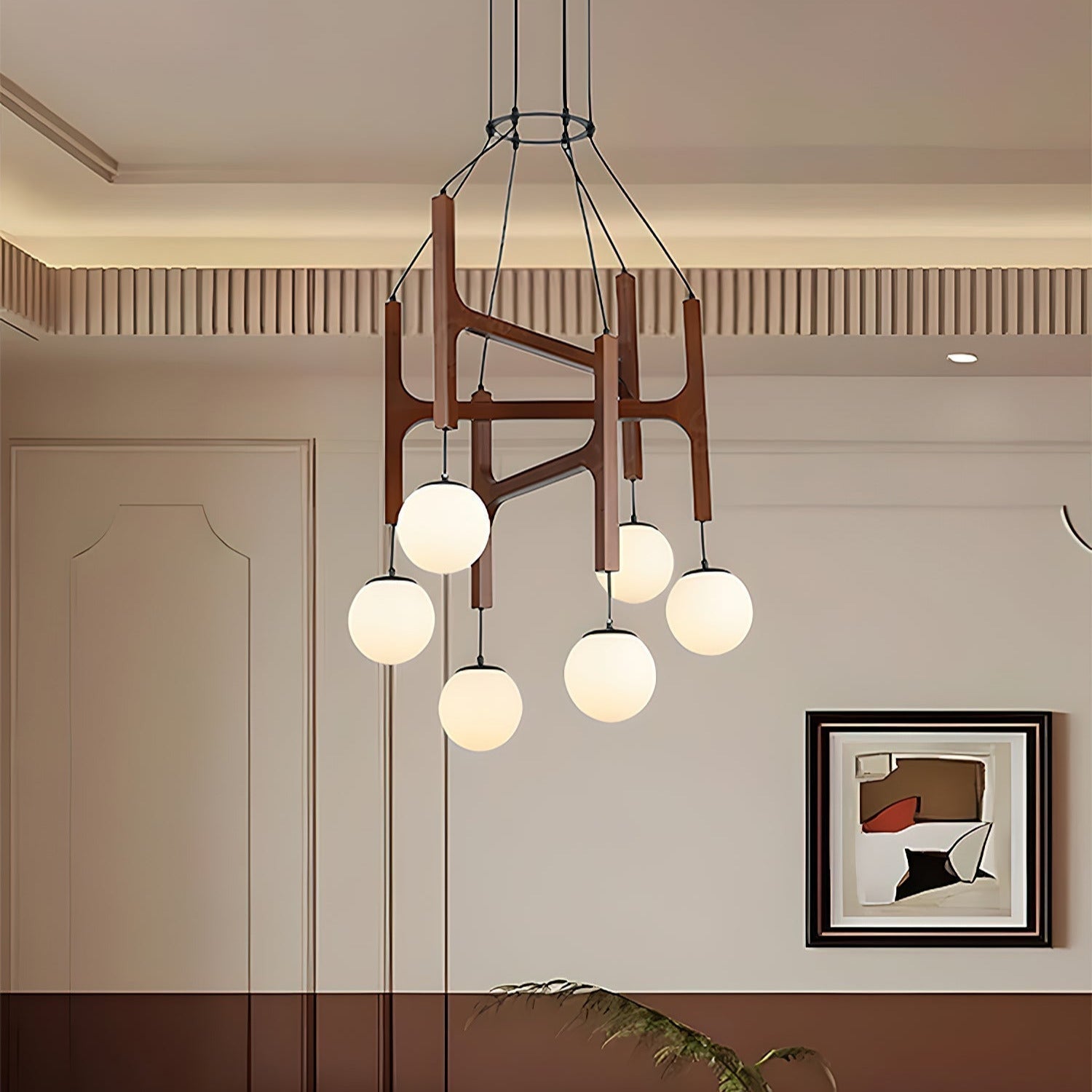 Terra Geometrischer Kronleuchter aus Holz-Letslighting