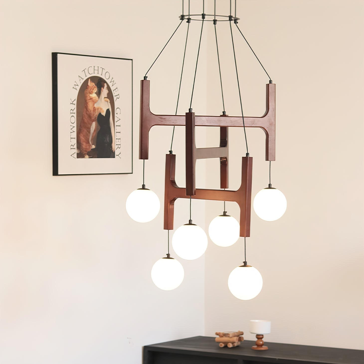Terra Geometrischer Kronleuchter aus Holz-Letslighting