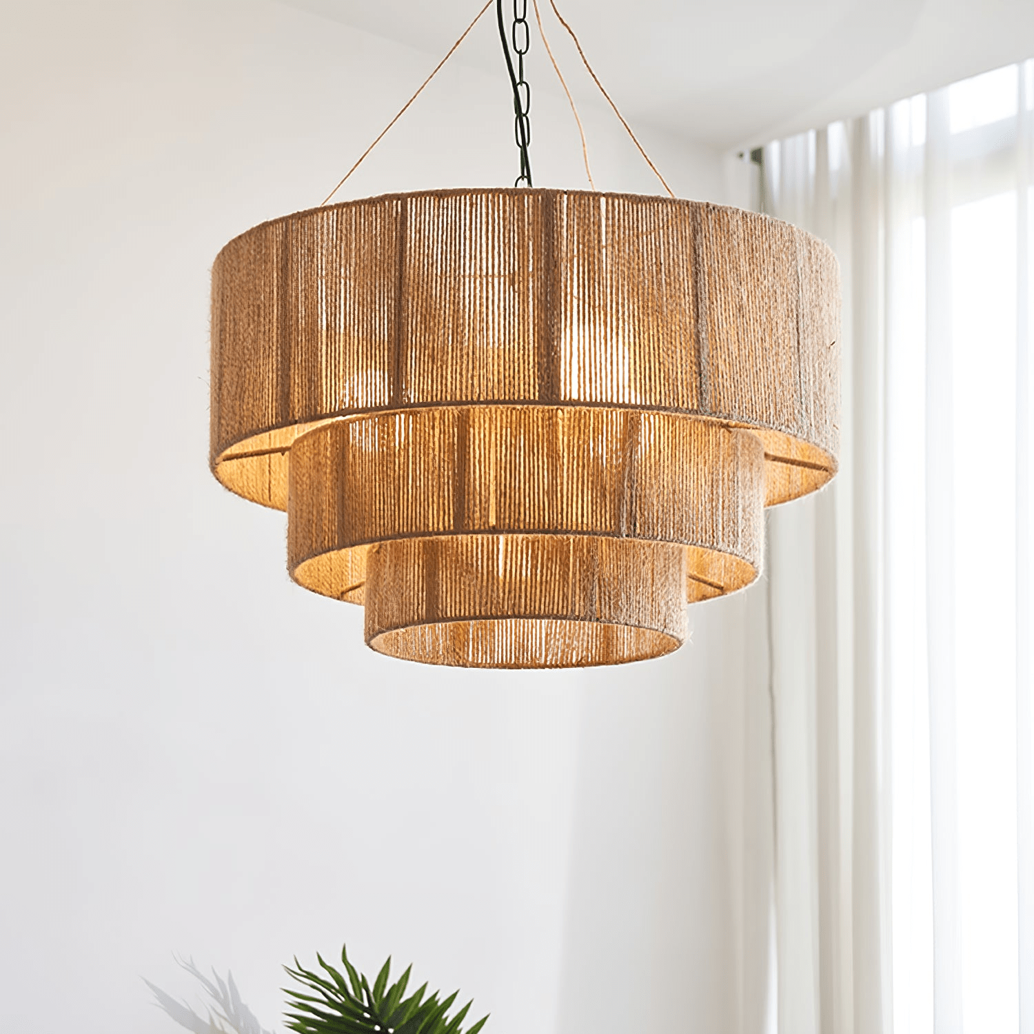 Cascade Rustikal Jute Pendelleuchte Leuchte-Letslighting