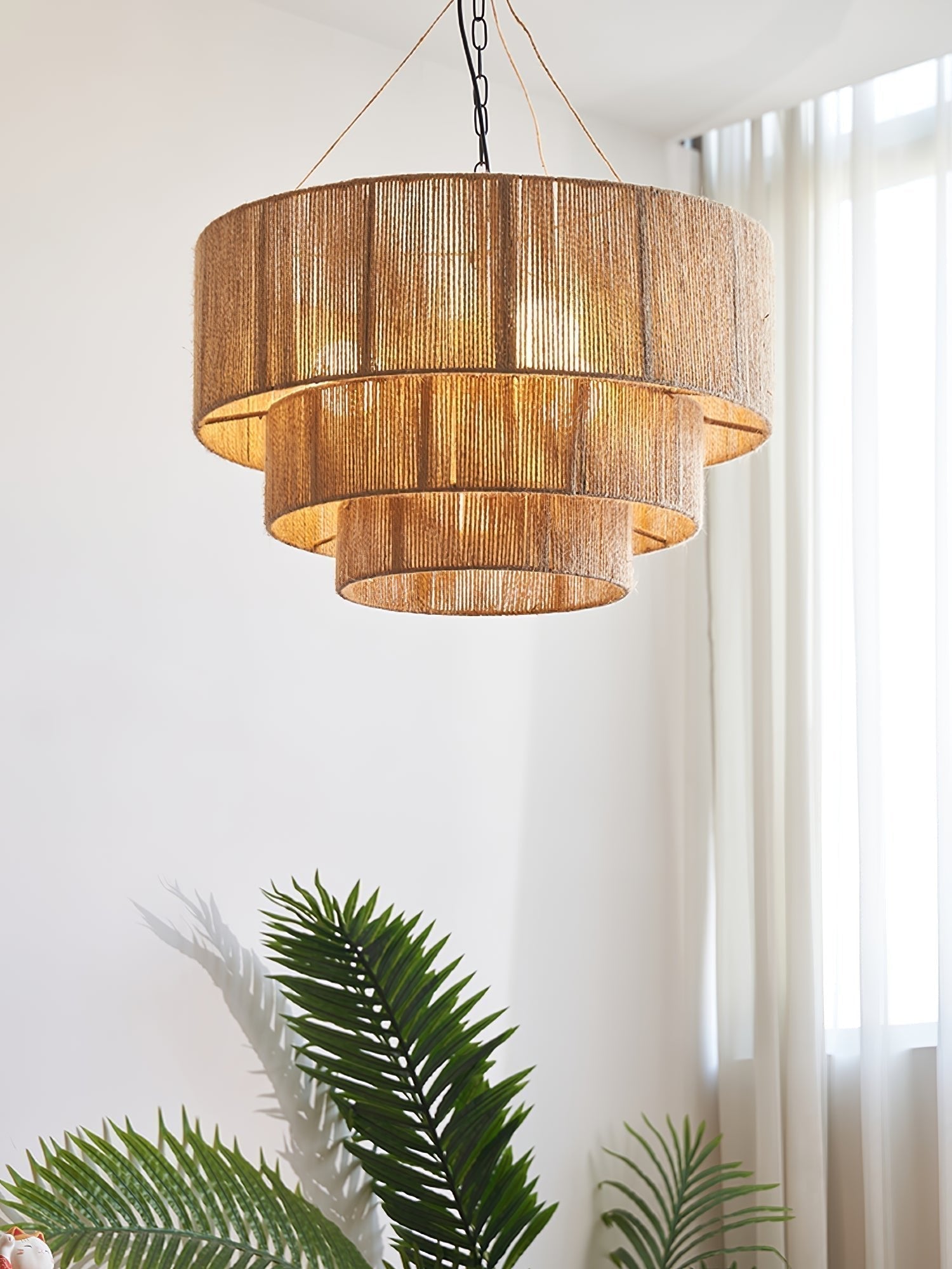 Cascade Rustikal Jute Pendelleuchte Leuchte-Letslighting