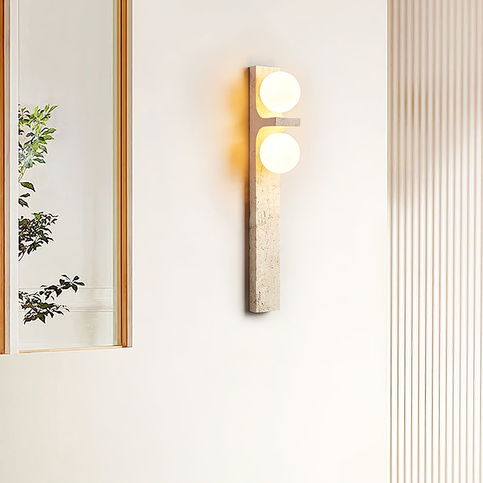 Eirikuvys Organic Modern Minimalist Travertine Wall Sconce - Letslighting