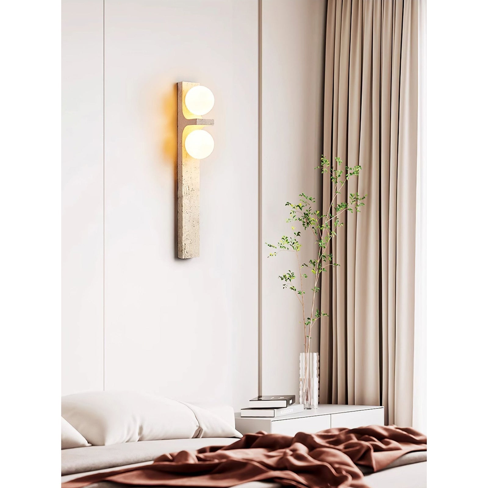 Eirikuvys Organic Modern Minimalist Travertine Wall Sconce - Letslighting