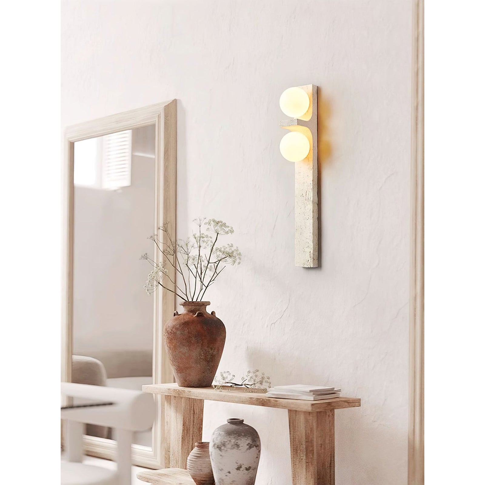 Eirikuvys Organic Modern Minimalist Travertine Wall Sconce - Letslighting