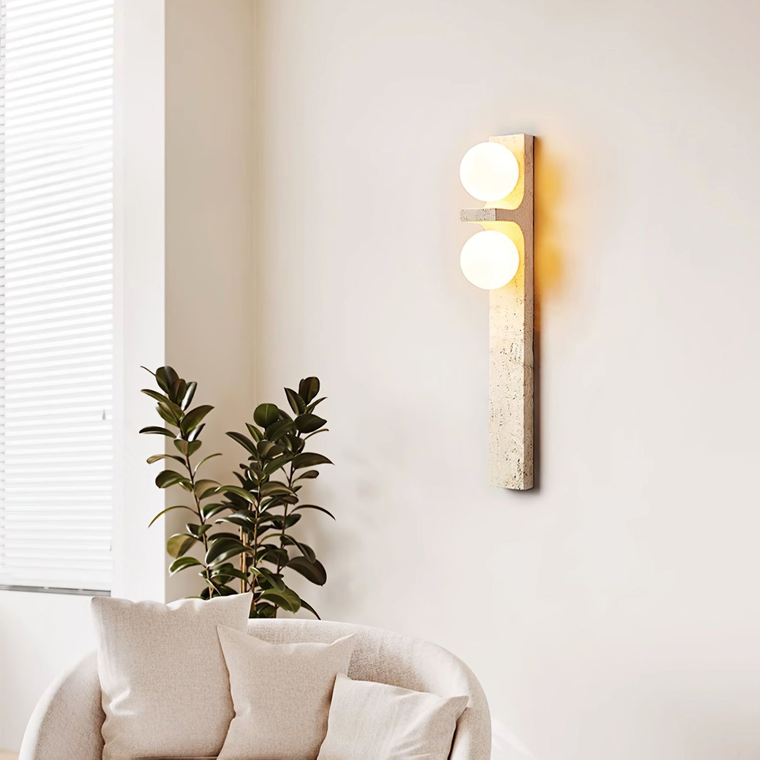 Eirikuvys Organic Modern Minimalist Travertine Wall Sconce - Letslighting