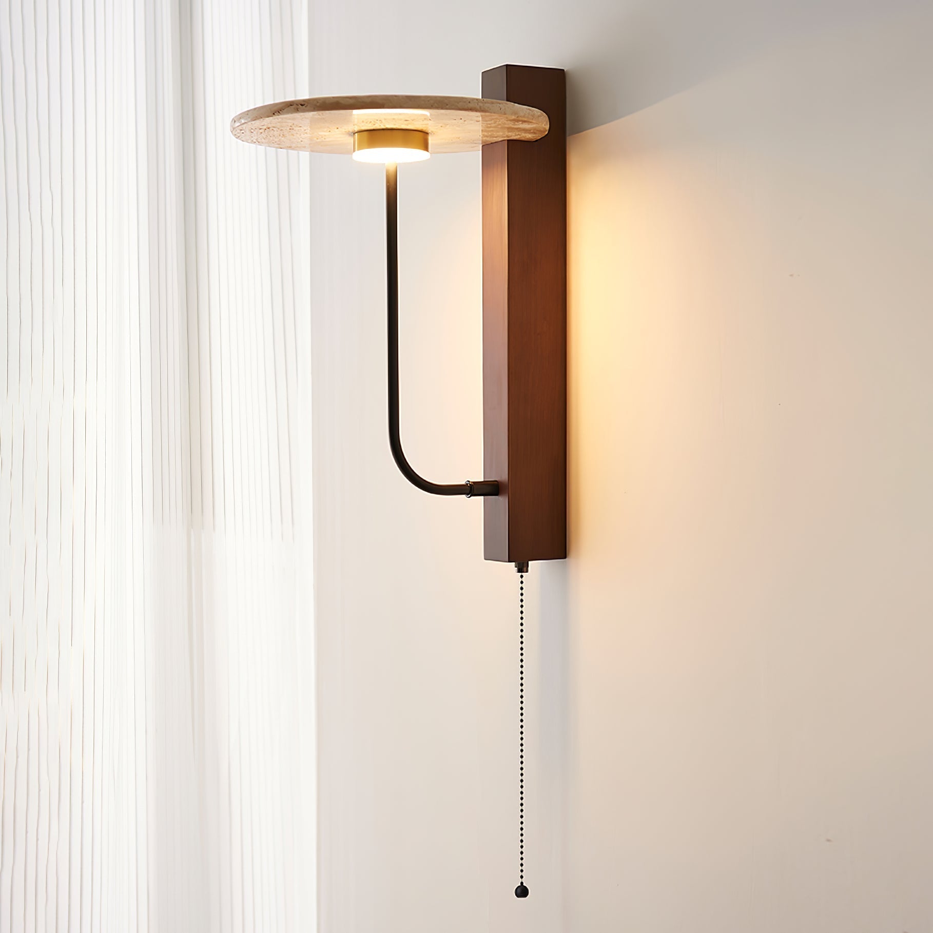 Viphayra Lever Arm Travertine Wall Light - Letslighting