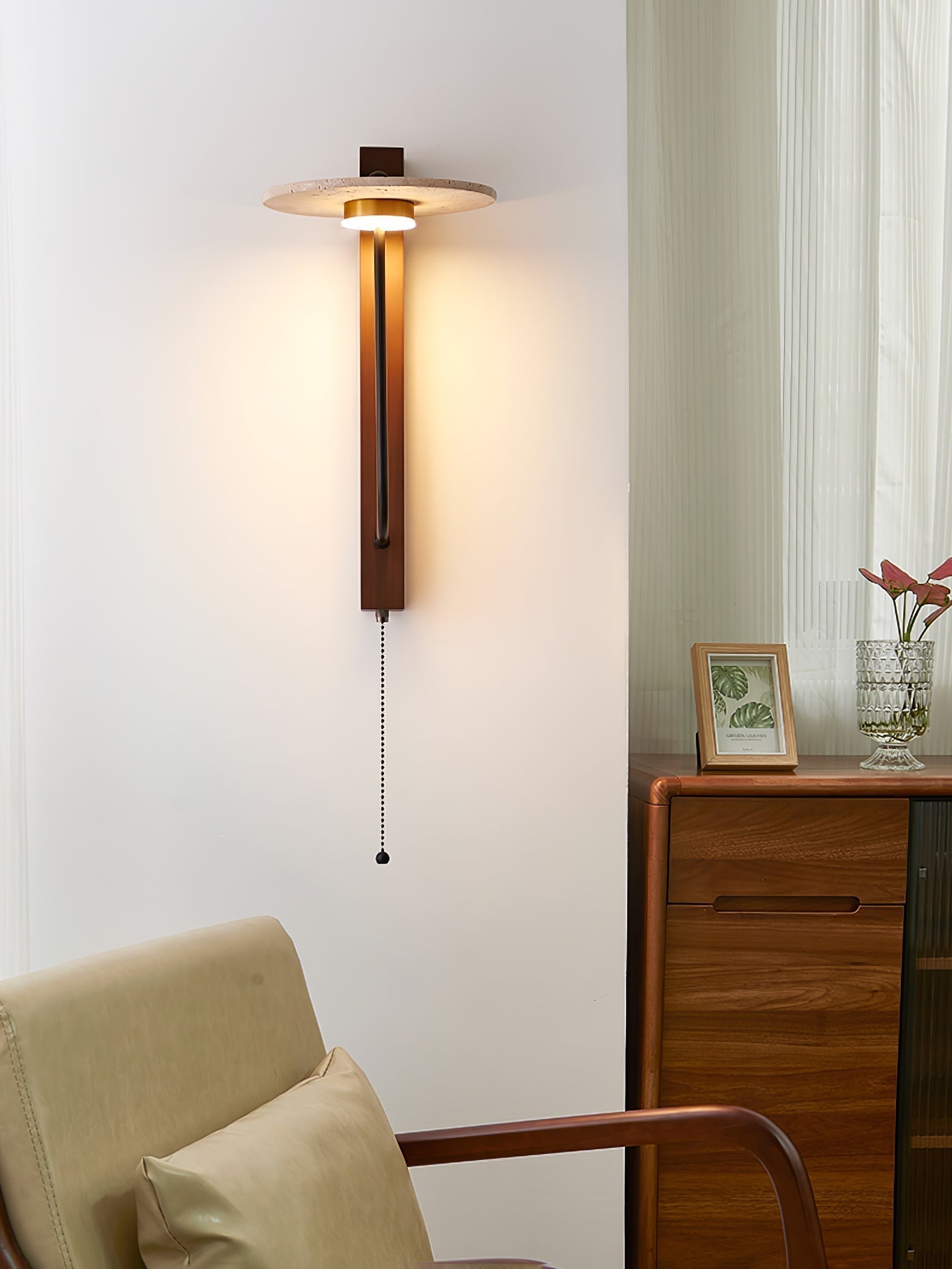 Viphayra Lever Arm Travertine Wall Light - Letslighting